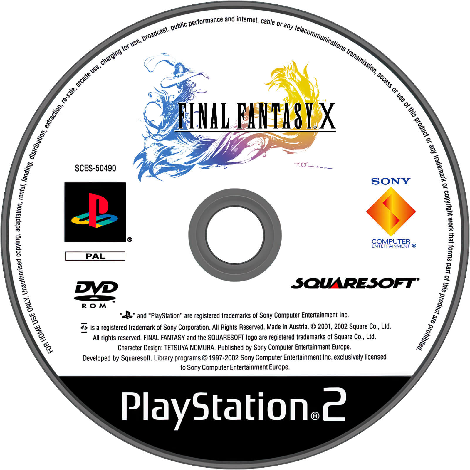 Лицензионный диск PAL Final Fantasy X для PlayStation 2